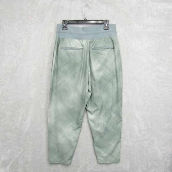 ATHLETA Crop Pants Womens 14 Nolita Slim Tapered Printed Minimalistic Grey Green - Picture 3 of 16